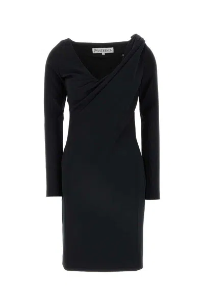 Jw Anderson Black Stretch Polyester Blend Dress