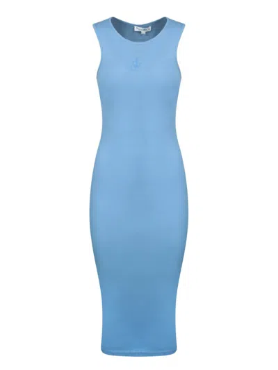 Jw Anderson Logo Ribbed Dress In Blue