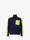 Jw Anderson Dual Tone - Patch Pocket Turtleneck Sweater In Blue