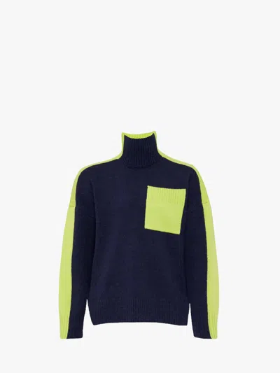 Jw Anderson Dual Tone - Patch Pocket Turtleneck Sweater In Blue