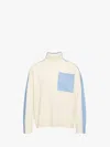 Jw Anderson Dual Tone - Patch Pocket Turtleneck Sweater In White