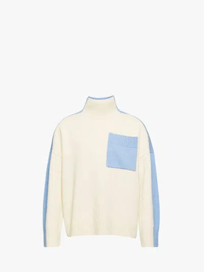 JW ANDERSON DUAL TONE - PATCH POCKET TURTLENECK SWEATER