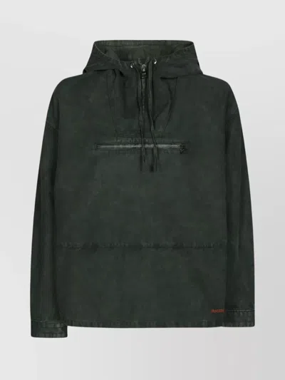 Jw Anderson Dyed Anorak With Drawstring And Zipper Pocket In Green