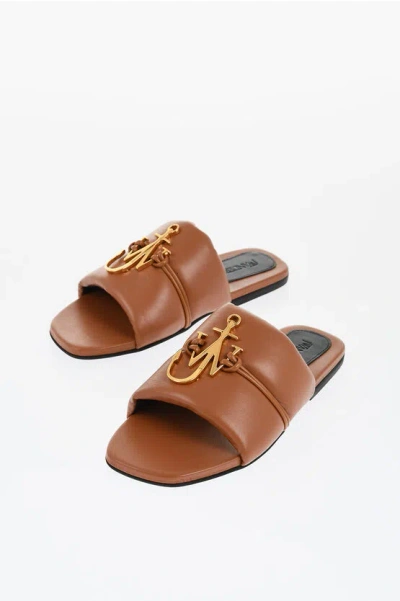 JW ANDERSON ECO-LEATHER SLIDES WITH FRONT LOGO