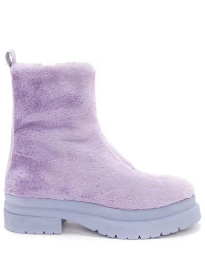 Jw Anderson Ecofur Ankle Boots In Purple