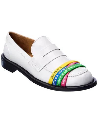 Jw Anderson Elastic Straps Leather Loafer In Multi
