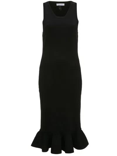 Jw Anderson Elegant Black Dress With Long Point Detail