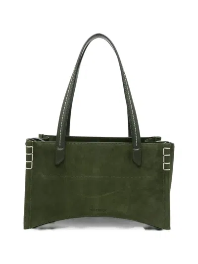 Jw Anderson Elongated Loafer Cabas Contrast-stitch Panelled Tote Bag In Green
