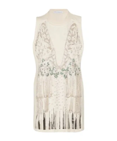 Jw Anderson Embellished Cotton And Silk Tank Top In White