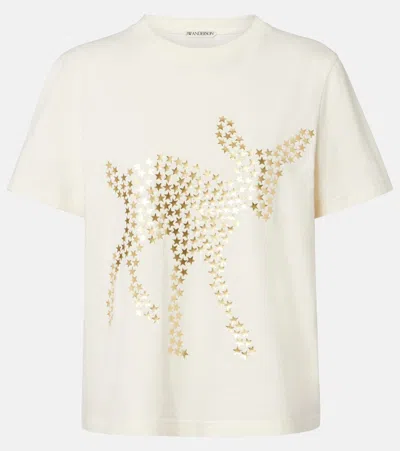 Jw Anderson Womens Animal Stars Graphic Print T-shirt In Ecru In White