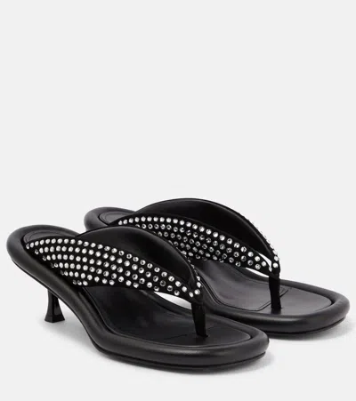 Jw Anderson Embellished Leather Sandals In Black