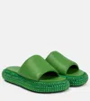 Jw Anderson Embellished Leather Slides In Green