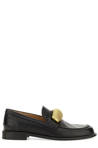 Jw Anderson Leather Moccasin Loafers In Black