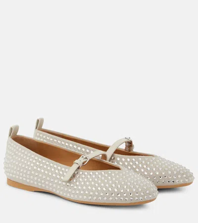 Jw Anderson Verzierte Ballerinas Aus Veloursleder In Beige