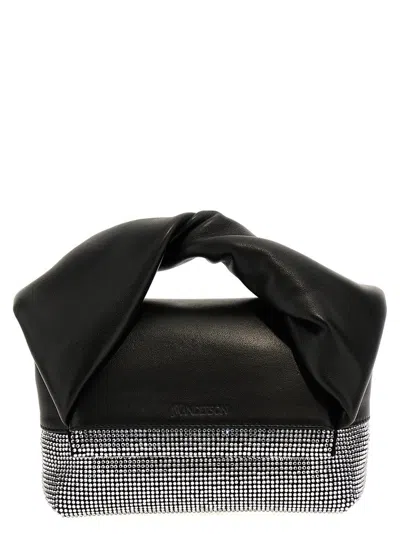 Jw Anderson Embellished Twister Small Handbag In Black