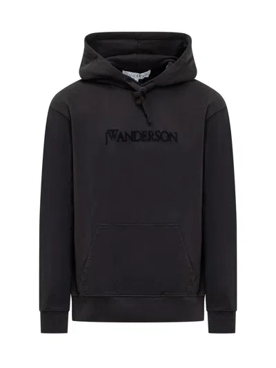 Jw Anderson Embroid Logo Hoodie In Black
