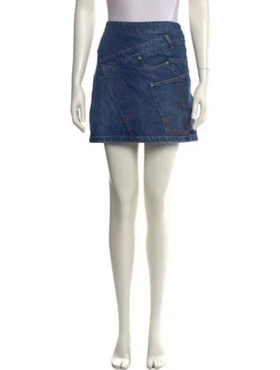 Pre-owned Jw Anderson Embroidered Accent Mini Skirt In Blue