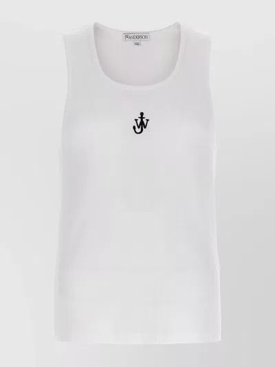 JW ANDERSON 'EMBROIDERED ANCHOR' RIBBED SLEEVELESS TOP