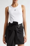 Jw Anderson Crew Neck Ribbed Sleeveless Top Straight Hem In White