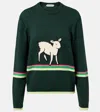 Jw Anderson Sheep Embroidered Striped Cotton Sweater In Green