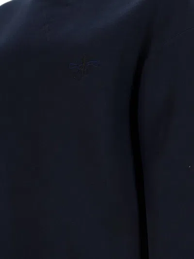 Jw Anderson Embroidered Cotton Sweatshirt In Blue