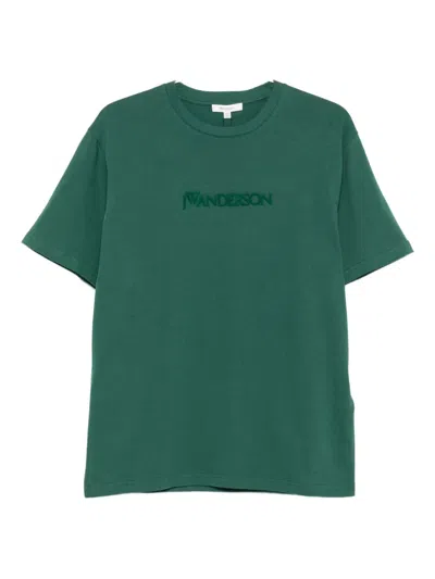 Jw Anderson Embroidered Cotton Top In Green