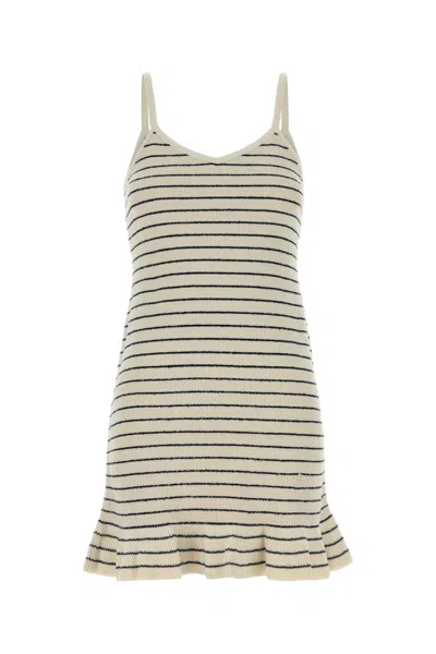 Jw Anderson Embroidered Cotton-blend Mini Dress In Neutral