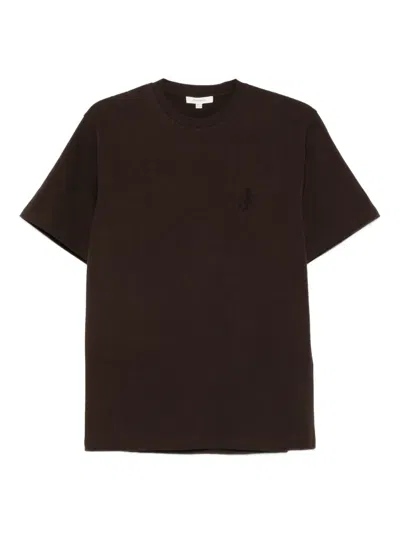 Jw Anderson Embroidered Cottont-shirt In Brown