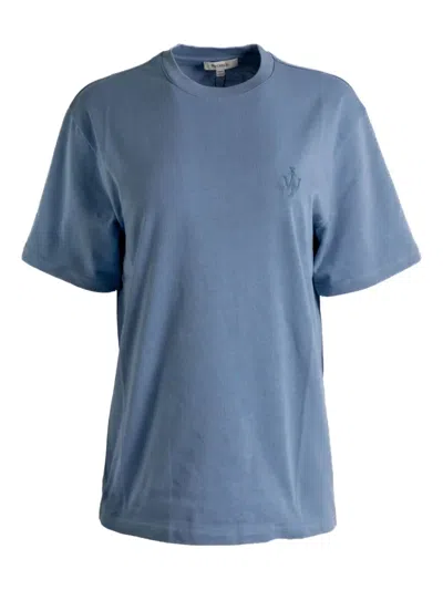 Jw Anderson Embroidered Crew-neck T-shirt In Blue