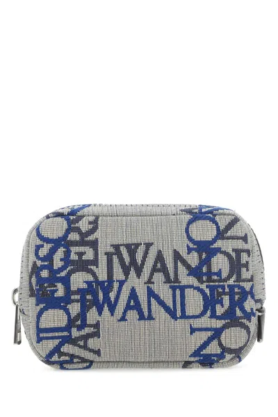 Jw Anderson Embroidered Fabric Beauty Case In Brown