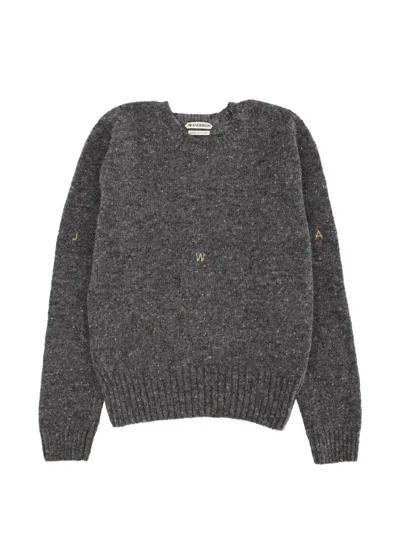 Jw Anderson Embroidered Flecked Sweater In Gray
