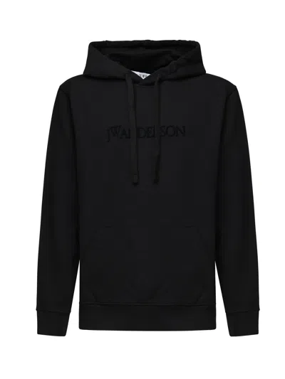 Jw Anderson Embroidered Logo Black Hoodie