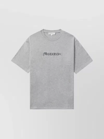 Jw Anderson Embroidered Logo Crew Neck T-shirt In Grey