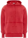 Jw Anderson Logo-embroidered Hoodie In Red