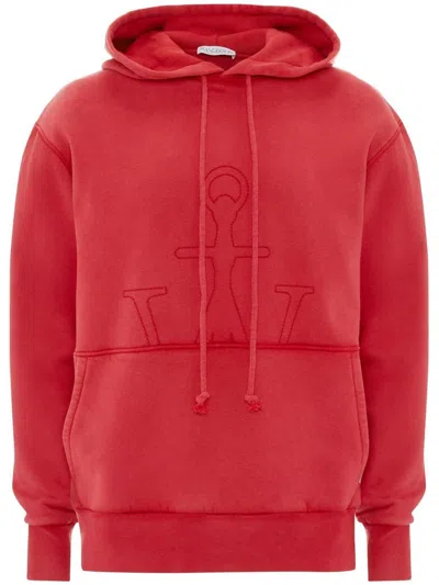 JW ANDERSON EMBROIDERED-LOGO DETAIL HOODIE