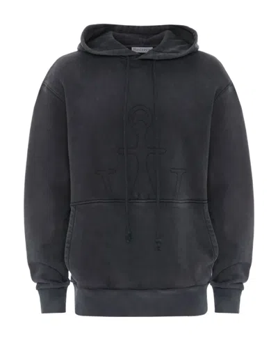 Jw Anderson Embroidered-logo Hoodie In Black