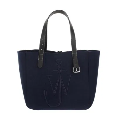 Jw Anderson Embroidered-logo Shoulder Bag In Black