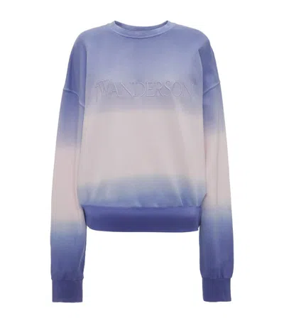 Jw Anderson Gradient-effect Organic Cotton Sweatshirt In Purple