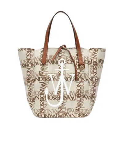 Jw Anderson Embroidered-logo Tote Bag In Nude