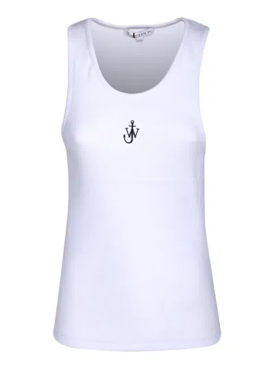JW ANDERSON J.W. ANDERSON EMBROIDERED LOGO WHITE TANK TOP