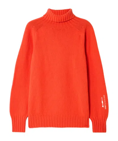 Jw Anderson Embroidered Merino Wool Turtleneck Sweater In Orange