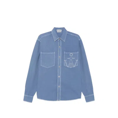 Jw Anderson Embroidered Oversized Shirt In Blue