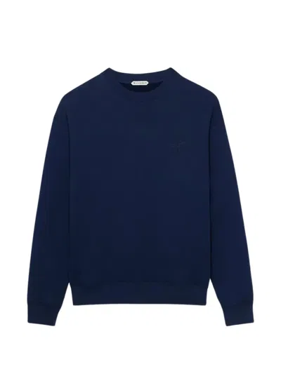 Jw Anderson Embroidered Logo Crew Neck Sweater With Long Sleeves In Blue