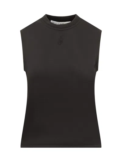 Jw Anderson Logo-embroidered Tank Top In Black