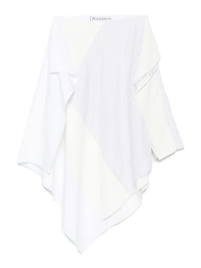 Jw Anderson Asymmetric Patchwork Skirt In White