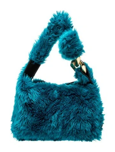 Pre-owned Jw Anderson Faux Fur Shoulder Bag In Blue