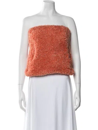 Pre-owned Jw Anderson Faux Fur Strapless Crop Top W/ Tags In Orange