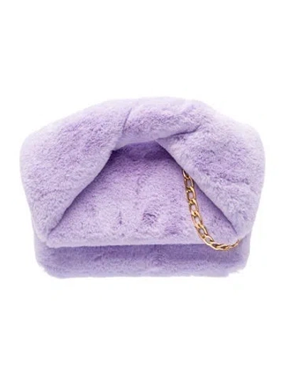 Pre-owned Jw Anderson Faux Fur Top Handle Bag In Purple
