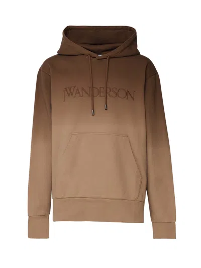 Jw Anderson Logo Embroidery Gradient Hoodie Tobacco In Brown