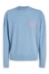 Jw Anderson Ribbed Collar Wool Crewneck Sweater In Blue